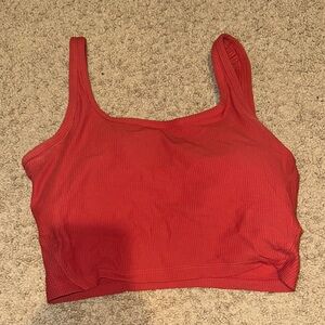 Red Ribbed Crop Tank Top